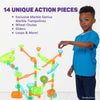 Marble Genius Marble Run Stunts Starter Set: 100 Pieces Total, 14 Action Pieces Including New Patented Trampoline, Includes Free Online App and Full-Color Instruction Booklet, Made for Ages 5 and Up